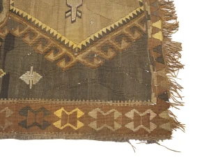 Dark Brown Vintage Tribal 4'8 x 12'4 Kelim Runner Rug