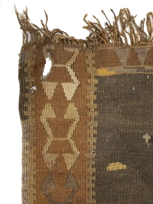 Dark Brown Vintage Tribal 4'8 x 12'4 Kelim Runner Rug