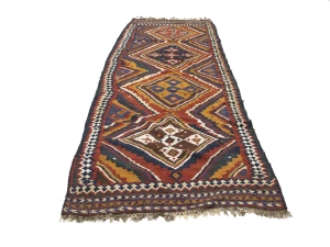 Red Vintage Tribal 4'3 x 12'5 Kelim Runner Rug