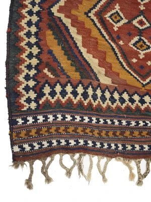 Red Vintage Tribal 4'3 x 12'5 Kelim Runner Rug