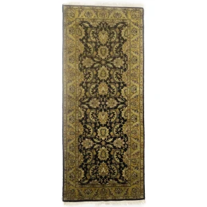 Black Floral Classic 3X8 Agra Jaipur Oriental Runner Rug