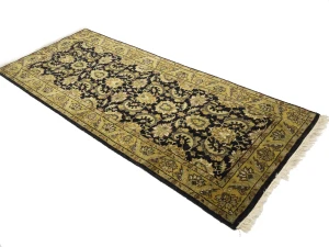 Black Floral Classic 3X8 Agra Jaipur Oriental Runner Rug