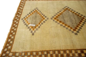 Vintage Tribal Beige 3'6X5'3 Gabbeh Lori Persian Rug
