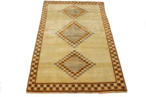 Vintage Tribal Beige 3'6X5'3 Gabbeh Lori Persian Rug