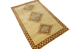 Vintage Tribal Beige 3'6X5'3 Gabbeh Lori Persian Rug