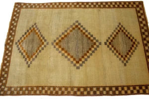 Vintage Tribal Beige 3'6X5'3 Gabbeh Lori Persian Rug