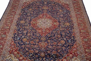 Vintage Purple-navy Traditional 10X15 Kashan Persian Rug