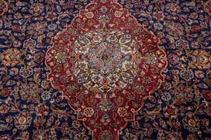 Vintage Purple-navy Traditional 10X15 Kashan Persian Rug