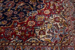 Vintage Purple-navy Traditional 10X15 Kashan Persian Rug