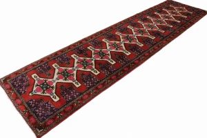 Vintage Red Floral 3X13 Bidjar Sanneh Persian Runner Rug