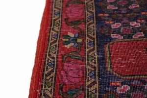 Vintage Red Floral 3X13 Bidjar Sanneh Persian Runner Rug