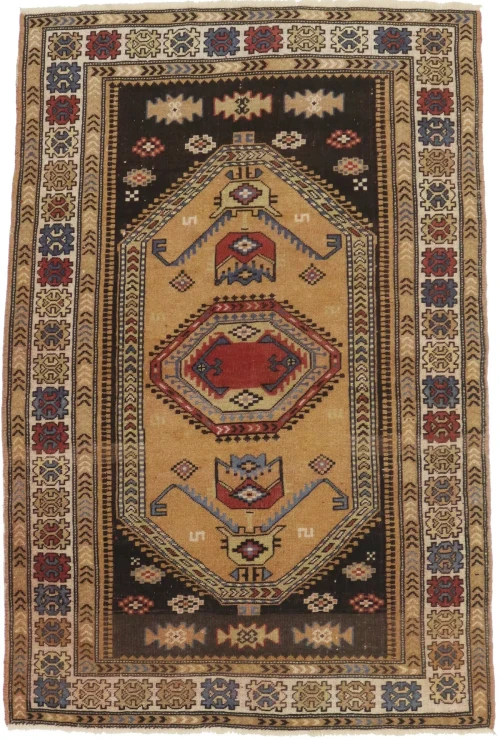 Semi Antique Tribal Geometric 4X6 Ghoochan Persian Rug