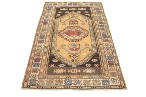 Semi Antique Tribal Geometric 4X6 Ghoochan Persian Rug
