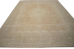 Antique Muted Orange Floral 10X13 Kerman Persian Rug