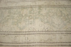 Muted Cream/Beige Antique Traditional 9'5X12'2 Kerman Persian Rug