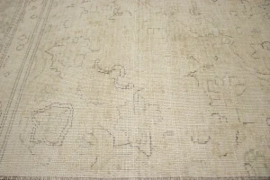 Muted Cream/Beige Antique Traditional 9'5X12'2 Kerman Persian Rug