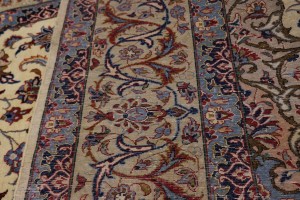 Vintage Cream Traditional 9X12 Isfahan Persian Rug