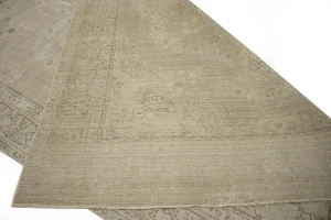 Muted Beige Antique Traditional 9'5X12'5 Tabriz Persian Rug