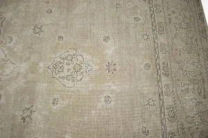 Muted Beige Antique Traditional 9'5X12'5 Tabriz Persian Rug