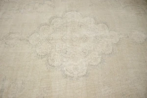 Muted Beige Distressed Traditional Antique 10X13 Tabriz Persian original Rug