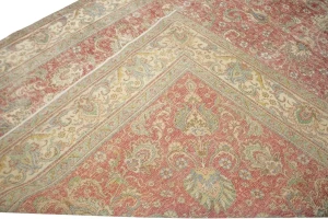 Antique Muted Distressed Floral 9'7X12'6 Tabriz Persian Rug
