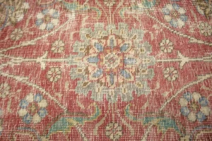 Antique Muted Distressed Floral 9'7X12'6 Tabriz Persian Rug