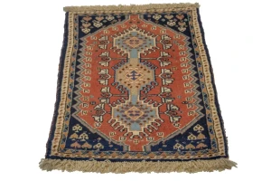Rusty Red Vintage Tribal 1'8X2'7 Floral Yalameh Persian Rug