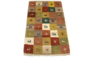 Multicolored Tribal Checkered 2X3 Gabbeh Persian Rug