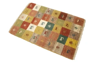 Multicolored Tribal Checkered 2X3 Gabbeh Persian Rug