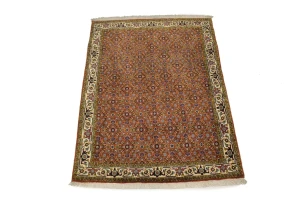 Vintage Orange Floral 4X5 Bidjar Persian Oriental Rug