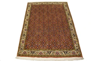 Vintage Orange Floral 4X5 Bidjar Persian Oriental Rug