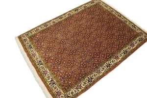Vintage Orange Floral 4X5 Bidjar Persian Oriental Rug