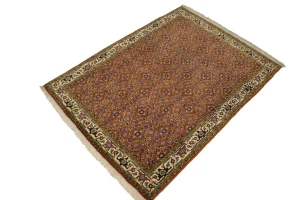 Vintage Orange Floral 4X5 Bidjar Persian Oriental Rug