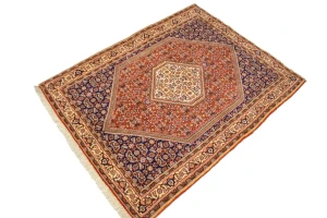 Vintage Rust Orange Floral 4X5 Bidjar Persian Rug