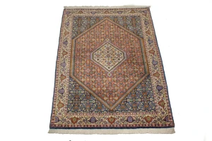 Vintage Floral Geometric 4X5'7 Bidjar Persian Rug