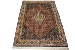 Vintage Floral Geometric 4X5'7 Bidjar Persian Rug