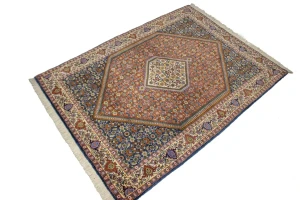 Vintage Floral Geometric 4X5'7 Bidjar Persian Rug