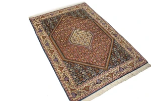 Vintage Floral Geometric 4X5'7 Bidjar Persian Rug