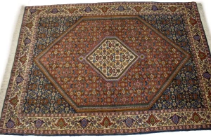 Vintage Floral Geometric 4X5'7 Bidjar Persian Rug