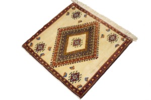 Vintage Beige Tribal 2X2 Abadeh Persian Rug