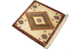Vintage Beige Tribal 2X2 Abadeh Persian Rug