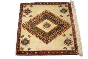 Vintage Beige Tribal 2X2 Abadeh Persian Rug