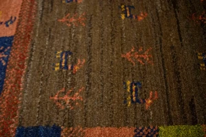 Brown Vintage Tribal 3'4X4'8 Gabbeh Persian Oriental Rug