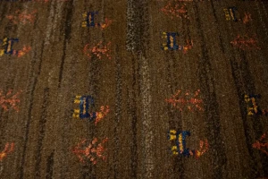 Brown Vintage Tribal 3'4X4'8 Gabbeh Persian Oriental Rug