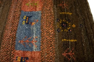 Brown Vintage Tribal 3'4X4'8 Gabbeh Persian Oriental Rug