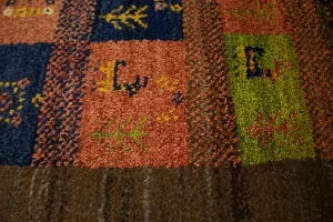 Brown Vintage Tribal 3'4X4'8 Gabbeh Persian Oriental Rug
