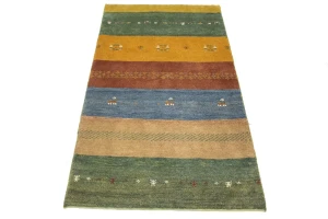 Vintage Tribal Multicolored Stripes 3X5 Gabbeh Persian Rug
