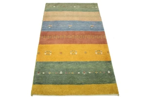 Vintage Tribal Multicolored Stripes 3X5 Gabbeh Persian Rug