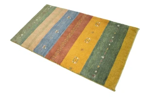 Vintage Tribal Multicolored Stripes 3X5 Gabbeh Persian Rug