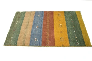 Vintage Tribal Multicolored Stripes 3X5 Gabbeh Persian Rug